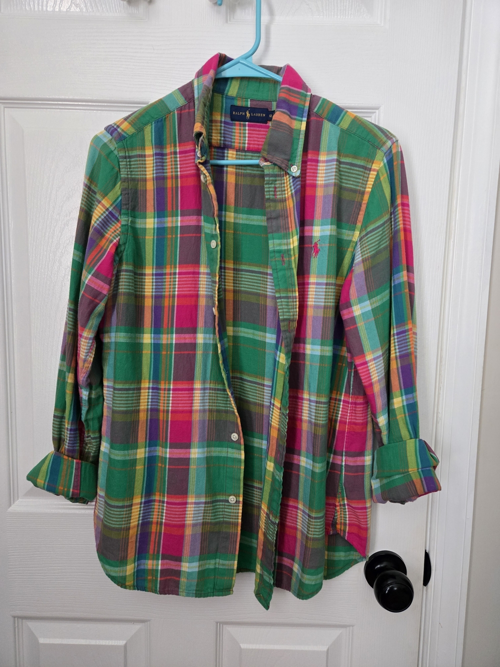 Ralph Lauren Green Pink Multicolor Plaid Button-Down Shirt - Picture 2 of 4